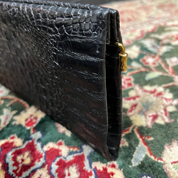 Vintage 30s Horch Meister Klasse Faux Croc Gold Hardware Made in Germany Clutch - Picture 3 of 9